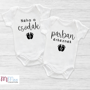 A csodák párban érkeznek - dupla baba érkezést bejelentő, bababejelentő body ikreknek - ruha & divat - babaruha & gyerekruha - body - Meska.hu