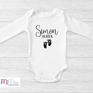 Családneves ikres baba érkezést bejelentő, bababejelentő body, Ruha & Divat, Babaruha & Gyerekruha, Body, Decoupage, transzfer és szalvétatechnika, MESKA