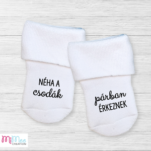 Néha a csodák párban érkeznek - ikres baba bejelentő zokni, babazokni - Meska.hu