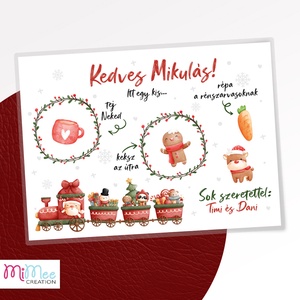 Mikulás kínáló tálca névreszólóan, Mikulás váró alátét - vonatos mintával, Karácsony, Mikulás, Mikulás ajándékok, Fotó, grafika, rajz, illusztráció, MESKA