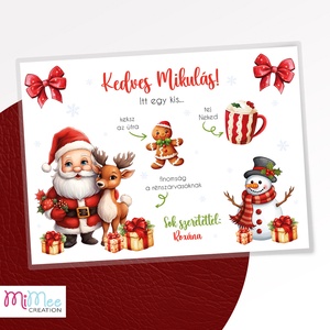 Mikulás kínáló tálca, Mikulás váró alátét névvel - Mikulásos, rénszarvasos mintával - Meska.hu