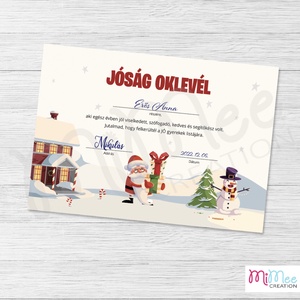 Jóság oklevél a Mikulástól - hóember grafikával - Meska.hu