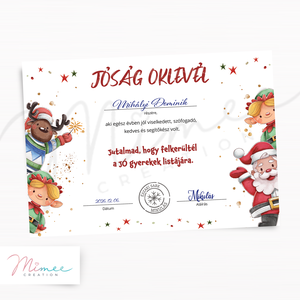 Jóság oklevél a Mikulástól - integető Mikulásos grafikával - Meska.hu