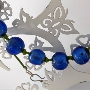 Ragyogó kék üveg gyöngysor nyakék - ékszer - nyaklánc - gyöngyös nyaklánc - Meska.hu