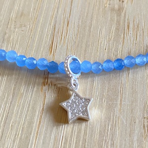 Kék jáde nyakék ezüst csillaggal - ékszer - nyaklánc - medálos nyaklánc - Meska.hu
