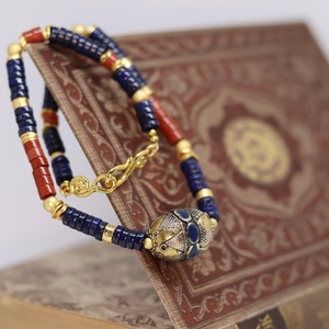 Kazah gyöngyös nyakék lapis lazuli és jáspis gyöngyökkel, Ékszer, Nyaklánc, Medál nélküli nyaklánc, Ékszerkészítés, MESKA