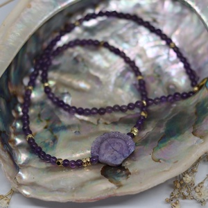 Ametiszt nyakék geódával - ékszer - nyaklánc - medál nélküli nyaklánc - Meska.hu