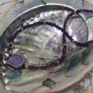 Ametiszt nyakék geódával - ékszer - nyaklánc - medál nélküli nyaklánc - Meska.hu