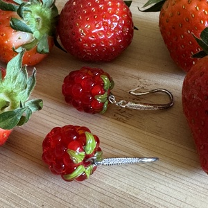 Málnás lámpaüveg fülbevaló - ékszer - fülbevaló - karika fülbevaló - Meska.hu