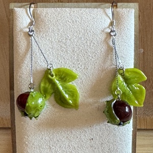 Gesztenyés ezüst fülbevaló - ékszer - fülbevaló - lógó fülbevaló - Meska.hu