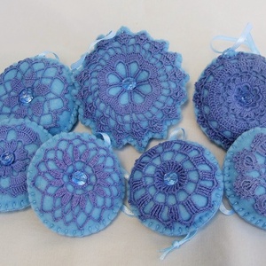  Világoskék filc dísz  garnitúra - karácsony - karácsonyi lakásdekoráció - karácsonyfadíszek - Meska.hu