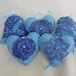  Világoskék filc dísz  garnitúra - karácsony - karácsonyi lakásdekoráció - karácsonyfadíszek - Meska.hu