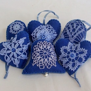 Királykék karácsonyfa filc dísz  garnitúra - karácsony - karácsonyi lakásdekoráció - karácsonyfadíszek - Meska.hu