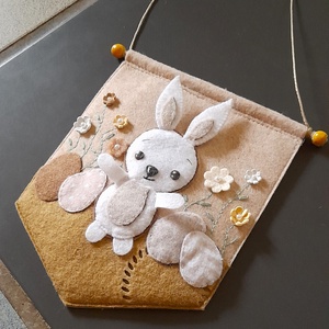 Nyuszis zászlós babaszoba dekoráció. - baba - mama - babaszoba dekoráció - babaszoba füzér, girland  - Meska.hu