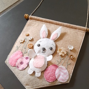 Nyuszis zászlós babaszoba dekoráció.2 - baba - mama - babaszoba dekoráció - babaszoba füzér, girland  - Meska.hu