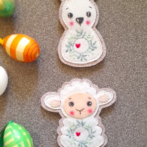 Nyuszi és bárány kis szives hűtőmágnesek Húsvétra. - otthon & életmód - konyhafelszerelés, tálalás - konyhai dekoráció - hűtőmágnes - Meska.hu
