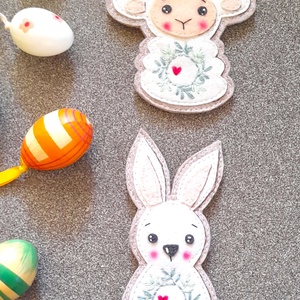 Nyuszi és bárány kis szives hűtőmágnesek Húsvétra. - otthon & életmód - konyhafelszerelés, tálalás - konyhai dekoráció - hűtőmágnes - Meska.hu