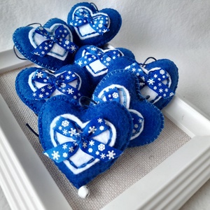 Királykék karácsonyi filc díszek. - karácsony - karácsonyi lakásdekoráció - karácsonyfadíszek - Meska.hu
