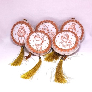 Arany és barna karácsonyi filc díszek. - karácsony - karácsonyi lakásdekoráció - karácsonyfadíszek - Meska.hu