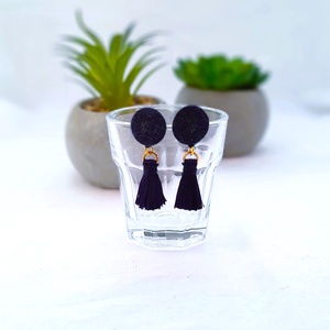 Filc bojtos fülbevaló. Sötétkék., Ékszer, Fülbevaló, Lógó fülbevaló, , MESKA