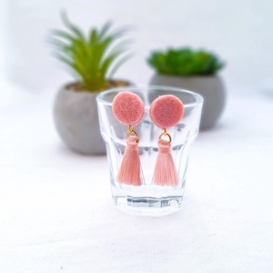 Filc bojtos fülbevaló. Rózsaszín., Ékszer, Fülbevaló, Lógó fülbevaló, , MESKA