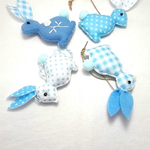 Kék filc húsvéti nyuszik., Otthon & Életmód, Dekoráció, Fali és függő dekoráció, Függődísz, Varrás, MESKA