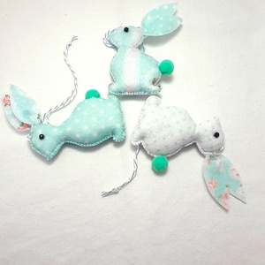 Menta filc húsvéti nyuszik., Otthon & Életmód, Dekoráció, Fali és függő dekoráció, Függődísz, Varrás, MESKA