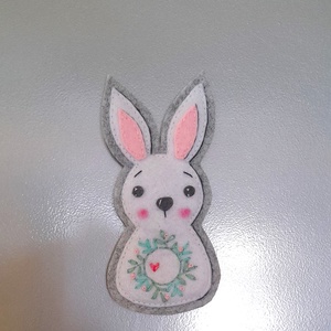 Nyuszi  hűtőmágnes Húsvétra.( szürke) - otthon & életmód - konyhafelszerelés, tálalás - konyhai dekoráció - hűtőmágnes - Meska.hu