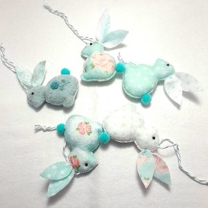 Menta filc mini húsvéti nyuszik. - ünnepi díszek, dekorációk - húsvéti díszek és dekorációk - húsvéti tojásfadíszek - Meska.hu