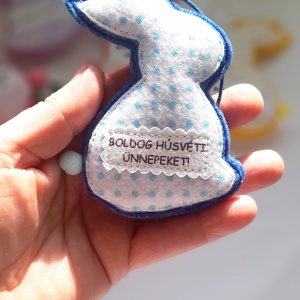 Kék húsvéti nyuszi függődísz. - ünnepi díszek, dekorációk - húsvéti díszek és dekorációk - húsvéti tojásfadíszek - Meska.hu