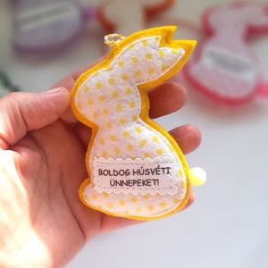 Sárga húsvéti nyuszi függődísz. - ünnepi díszek, dekorációk - húsvéti díszek és dekorációk - húsvéti tojásfadíszek - Meska.hu