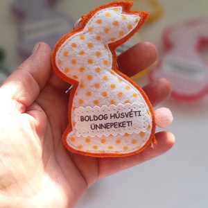 Narancssárga húsvéti nyuszi függődísz. - otthon & életmód - dekoráció - fali és függő dekoráció - függődísz - Meska.hu