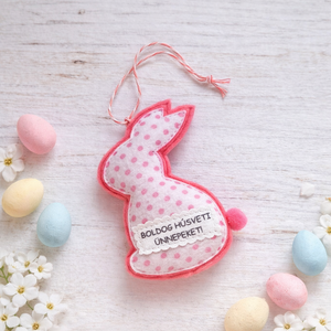 Rózsaszín húsvéti nyuszi függődísz., Otthon & Életmód, Dekoráció, Fali és függő dekoráció, Függődísz, Varrás, MESKA