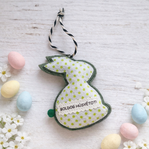 Zöld húsvéti nyuszi függődísz., Otthon & Életmód, Dekoráció, Fali és függő dekoráció, Függődísz, Varrás, MESKA