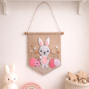 Nyuszis zászlós babaszoba dekoráció.2, Baba - mama, Babaszoba dekoráció, Babaszoba füzér, girland , Varrás, MESKA