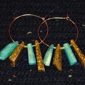 Epoxi karika fülbevaló lógókkal, Ékszer, Fülbevaló, Karika fülbevaló, Mindenmás, MESKA