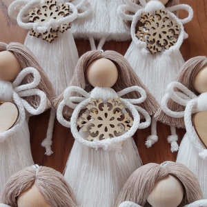 Makramé angyal - karácsony - karácsonyi lakásdekoráció - karácsonyi lakásdíszek - Meska.hu