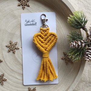 Makramé szív kulcstartó, Táska & Tok, Kulcstartó & Táskadísz, Kulcstartó, Csomózás, MESKA