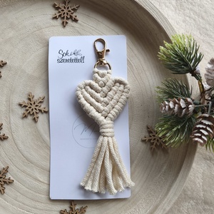 Makramé szív kulcstartó, Táska & Tok, Kulcstartó & Táskadísz, Kulcstartó, Csomózás, MESKA