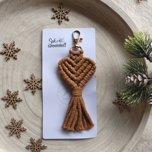 Makramé szív kulcstartó, Táska & Tok, Kulcstartó & Táskadísz, Kulcstartó, Csomózás, MESKA