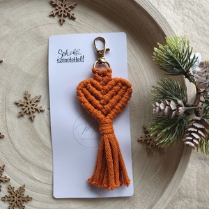 Makramé szív kulcstartó, Táska & Tok, Kulcstartó & Táskadísz, Kulcstartó, Csomózás, MESKA