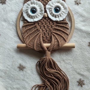 Makramé bagoly - otthon & életmód - dekoráció - fali és függő dekoráció - függődísz - Meska.hu