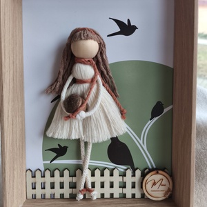 Makramé baba képkeretben - karácsony - karácsonyi lakásdekoráció - karácsonyi lakásdíszek - Meska.hu