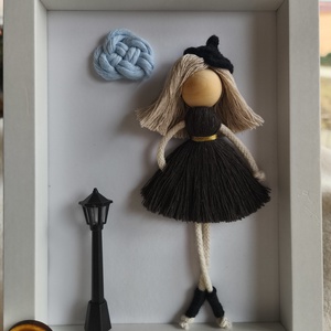 Makramé baba képkeretben - karácsony - karácsonyi lakásdekoráció - karácsonyi lakásdíszek - Meska.hu