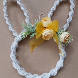 Nyuszi fej ajtó dekor , Otthon & Életmód, Dekoráció, Fali és függő dekoráció, Falra akasztható dekor, Csomózás, MESKA