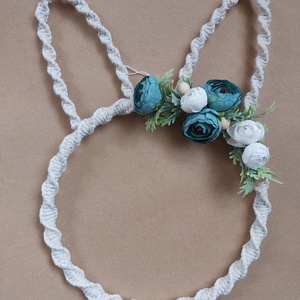 Nyuszi fej ajtó dekor nagy , Otthon & Életmód, Dekoráció, Fali és függő dekoráció, Falra akasztható dekor, Csomózás, MESKA