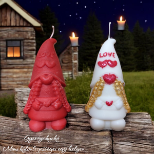 LOVE szerelmes manó gyertya  kézműves szójaviasz-paraffin, illatos és illatmentes változatban, Kellékek & szerszámok, Dekorációs kellékek, Dekorációs gyertya, , MESKA