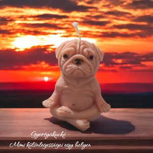 Jógázó bulldog figura gyertya  kézműves szójaviasz-paraffin, illatos és illatmentes változatban, Kellékek & szerszámok, Dekorációs kellékek, Dekorációs gyertya, , MESKA