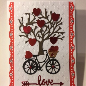 Szerelmes képeslap 10. szív, bicikli, fa -  - Meska.hu