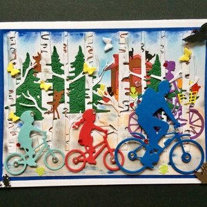 Családi biciklikirándulás 3D-s képeslap -  - Meska.hu